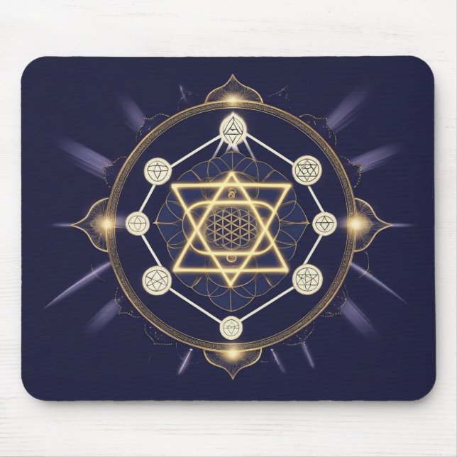 Flower of Infinity — Sacred Geometry Celestial Mouse Mat (Front)
