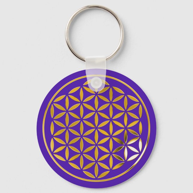 Flower Of Life 1 - Gold stamp | violet Key Ring (Front)