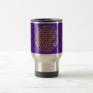 Flower Of Life 1 - Gold stamp violet pattern Travel Mug