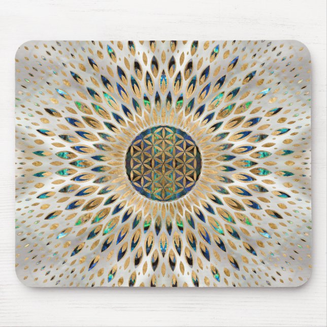 Flower of Life  - Abalone Shell and Pearl Mouse Mat (Front)