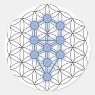 Flower of life and tree of life. classic round sticker