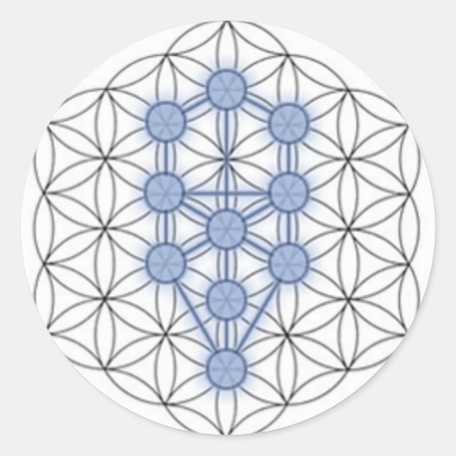 Flower of life and tree of life. classic round sticker (Front)