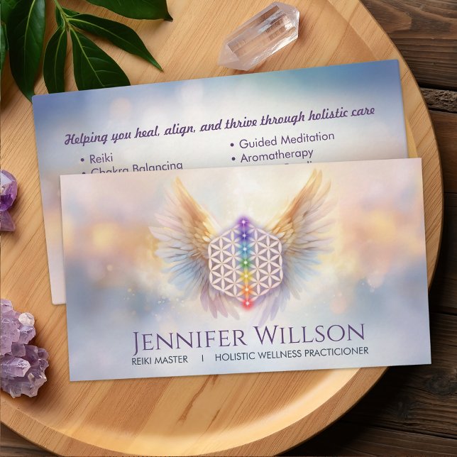 Flower of life - Angel Wings - Reiki Business Card (Creator Uploaded)