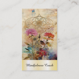 *~* Flower of Life  AP92 Reiki Yoga Gold Sacred Business Card