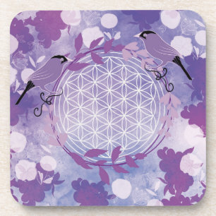 flower of life, bird ,natural ,flowers, coaster