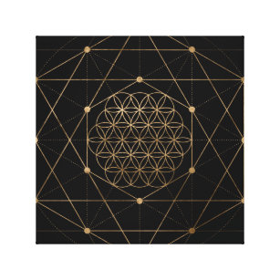 Flower of Life Black and Gold Canvas Print