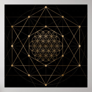Flower of Life Black and Gold Poster