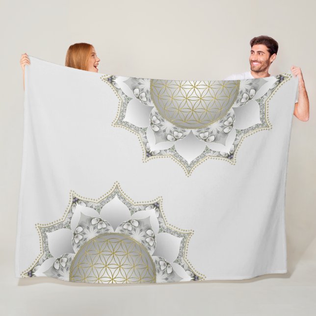 Flower Of Life - Blossoms Mandala 1 Fleece Blanket (In Situ)