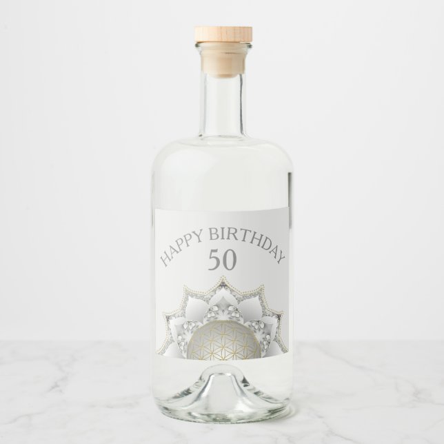 Flower Of Life - Blossoms Mandala 1 Liquor Bottle Label (Front)