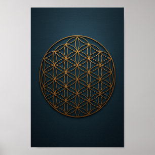 Flower of Life Blue & Bronze Poster