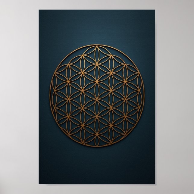 Flower of Life Blue & Bronze Poster (Front)