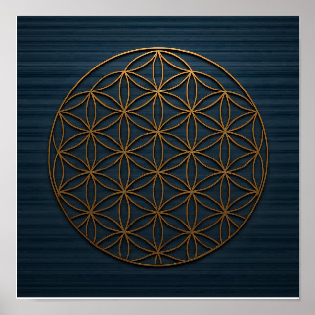 Flower of Life Blue Bronze Poster (Front)