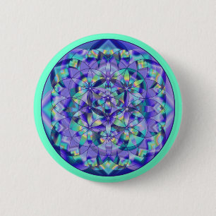 Flower of Life Blue~buttons Button