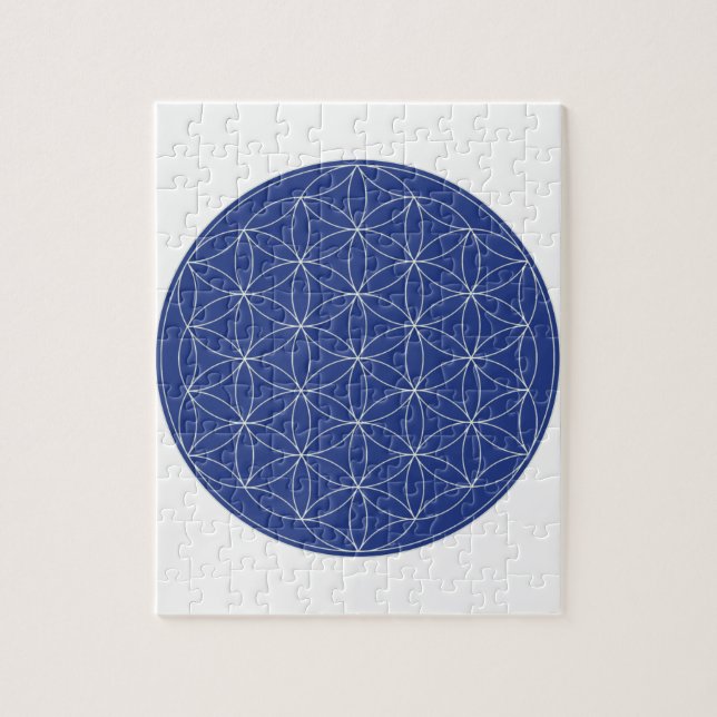 Flower of Life Blue Silver Jigsaw Puzzle (Vertical)