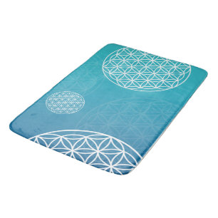 Flower of life blue / turquoise Badematte Bath Mat