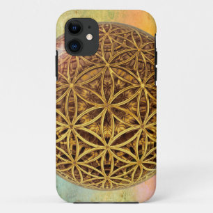 Flower Of Life / Blume des Lebens - ball grid gold iPhone 11 Case