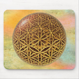 Flower Of Life / Blume des Lebens - ball grid gold Mouse Mat
