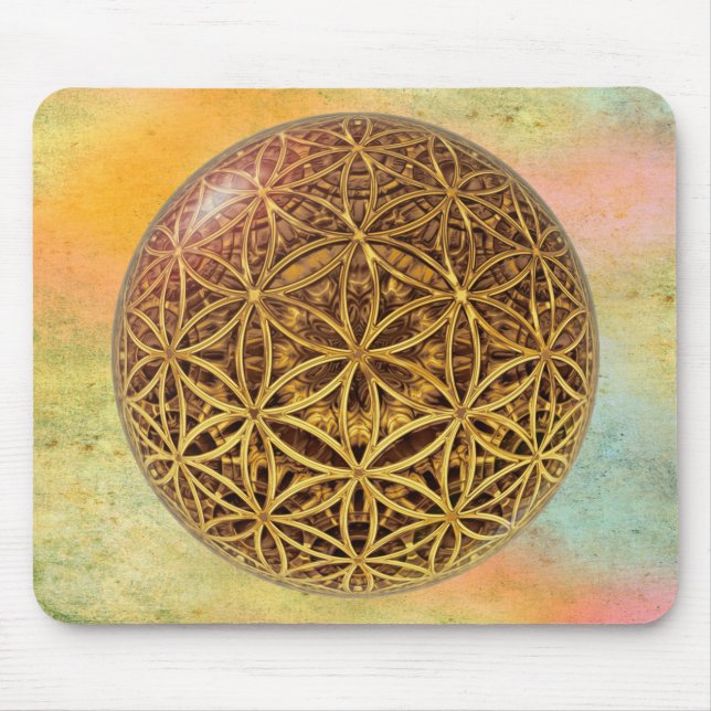 Flower Of Life / Blume des Lebens - ball grid gold Mouse Mat (Front)