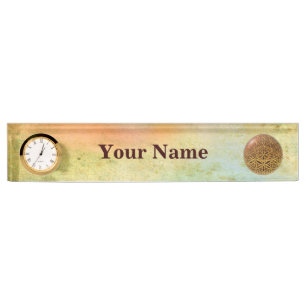 Flower Of Life / Blume des Lebens - ball grid gold Nameplate