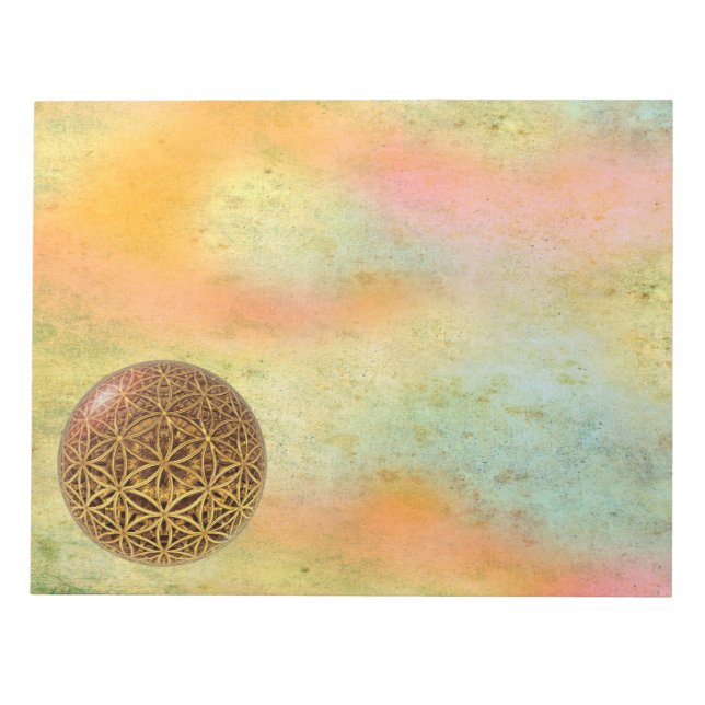 Flower Of Life / Blume des Lebens - ball grid gold Notepad (Front)