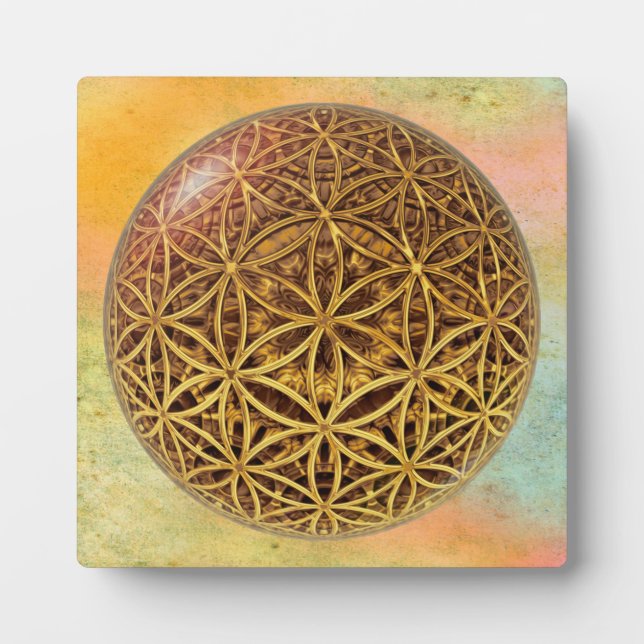 Flower Of Life / Blume des Lebens - ball grid gold Plaque (Front)
