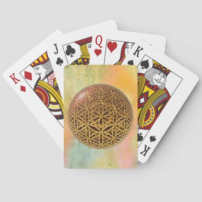 Flower Of Life / Blume des Lebens - ball grid gold Playing Cards (Back)