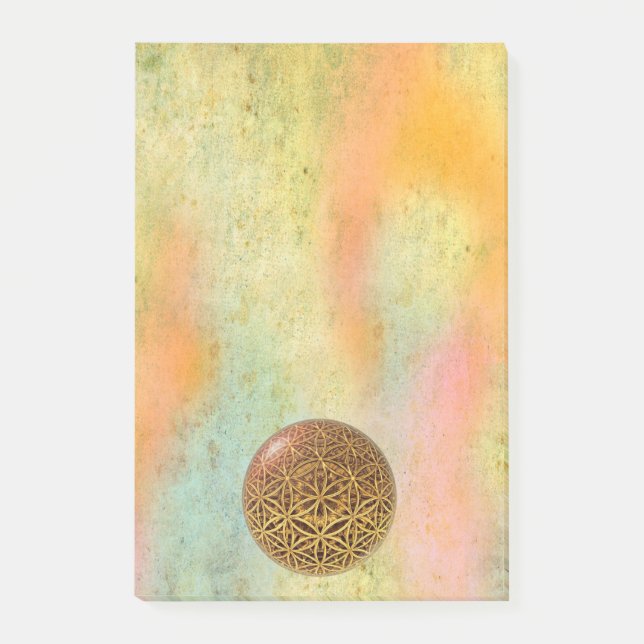 Flower Of Life / Blume des Lebens - ball grid gold Post-it Notes (Front)