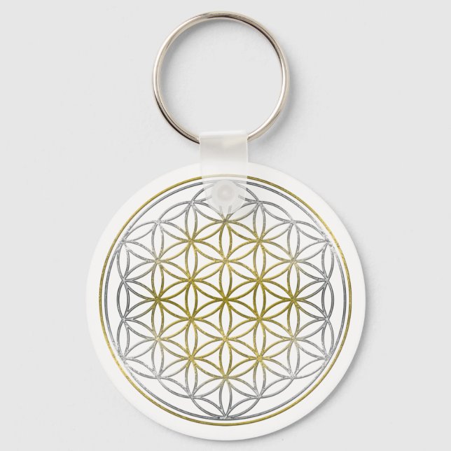 FLOWER OF LIFE / Blume des Lebens - BiColor Key Ring (Front)