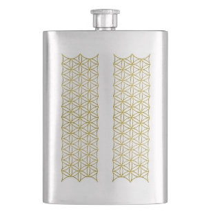 Flower of Life / Blume des Lebens - Border gold Hip Flask