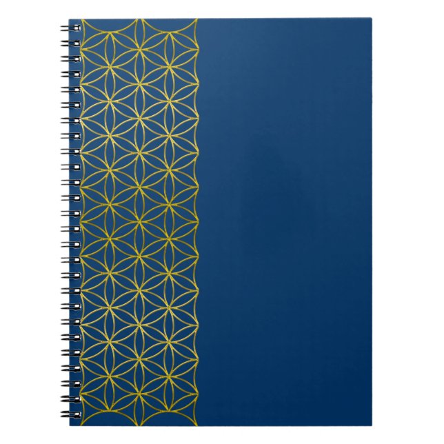 Flower of Life / Blume des Lebens - Border gold Notebook (Front)