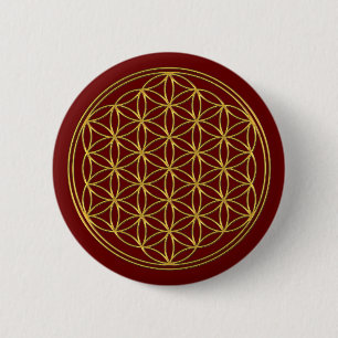 Flower Of Life / Blume des Lebens - brilliant gold 6 Cm Round Badge