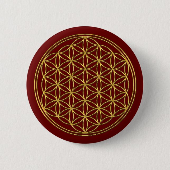 Flower Of Life / Blume des Lebens - brilliant gold 6 Cm Round Badge (Front)