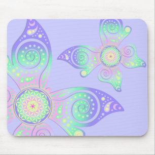 Flower of Life / Blume des Lebens - butterfly Mouse Mat