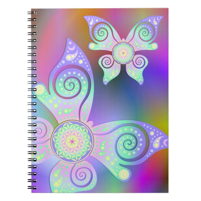 Flower of Life / Blume des Lebens - butterfly Notebook (Front)