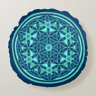 Flower Of Life / Blume des Lebens - Button I Round Cushion