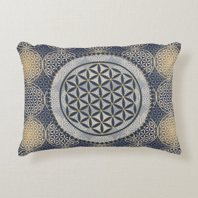 Flower of Life / Blume des Lebens - Button IX Decorative Cushion (Front)