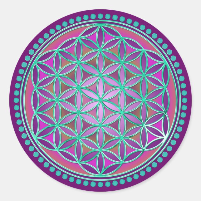 Flower Of Life / Blume des Lebens - Button VI Classic Round Sticker (Front)