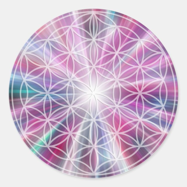 Flower Of Life / Blume des Lebens - Button VII Classic Round Sticker (Front)