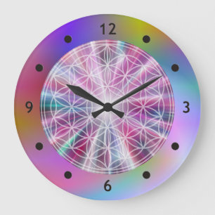 Flower Of Life / Blume des Lebens - Button VII Large Clock