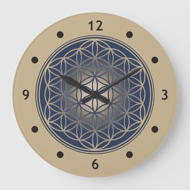Flower Of Life / Blume des Lebens - Button VIII Large Clock (Front)