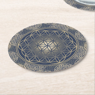 Flower Of Life / Blume des Lebens - Button VIII Round Paper Coaster