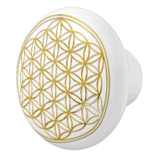 Flower Of Life / Blume des Lebens - gold Ceramic Knob