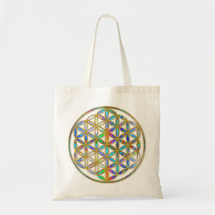 Flower of Life / Blume des Lebens - gold colorful Tote Bag