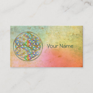 Flower of Life / Blume des Lebens - gold colourful Business Card