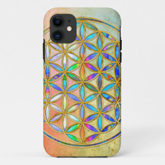 Flower of Life / Blume des Lebens - gold colourful iPhone 11 Case