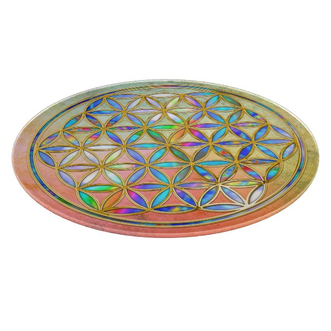 Flower of Life / Blume des Lebens - gold colourful Cutting Board (Corner)
