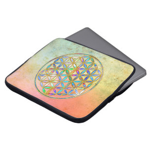 Flower of Life / Blume des Lebens - gold colourful Laptop Sleeve