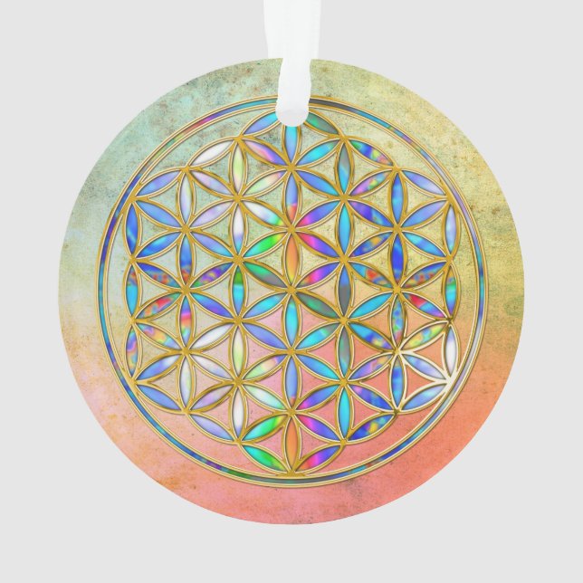 Flower of Life / Blume des Lebens - gold colourful Ornament (Back)
