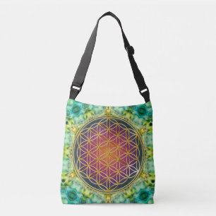 Flower Of Life / Blume des Lebens - gold fractal 2 Crossbody Bag