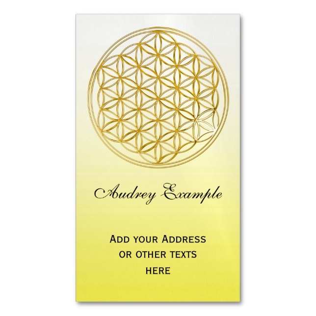Flower Of Life / Blume des Lebens - gold Magnetic Business Card (Front Vertical)